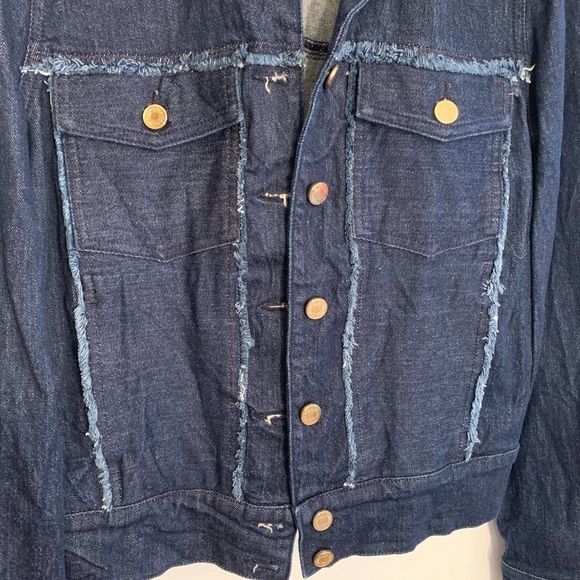 [7FAMK] Denim Raw Edge Jacket - Size Medium - Picture 2 of 6